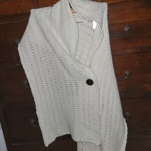 Soma Ivory Knit Wrap with Button
